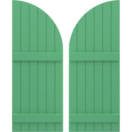 Ekena Millwork Americraft 6-Board (2 Batten) Wood Joined Board-n-Batten Shutters w/ Arch Top, ARW101BQ621X37LPH, PR ARW101BQ621X37LPH